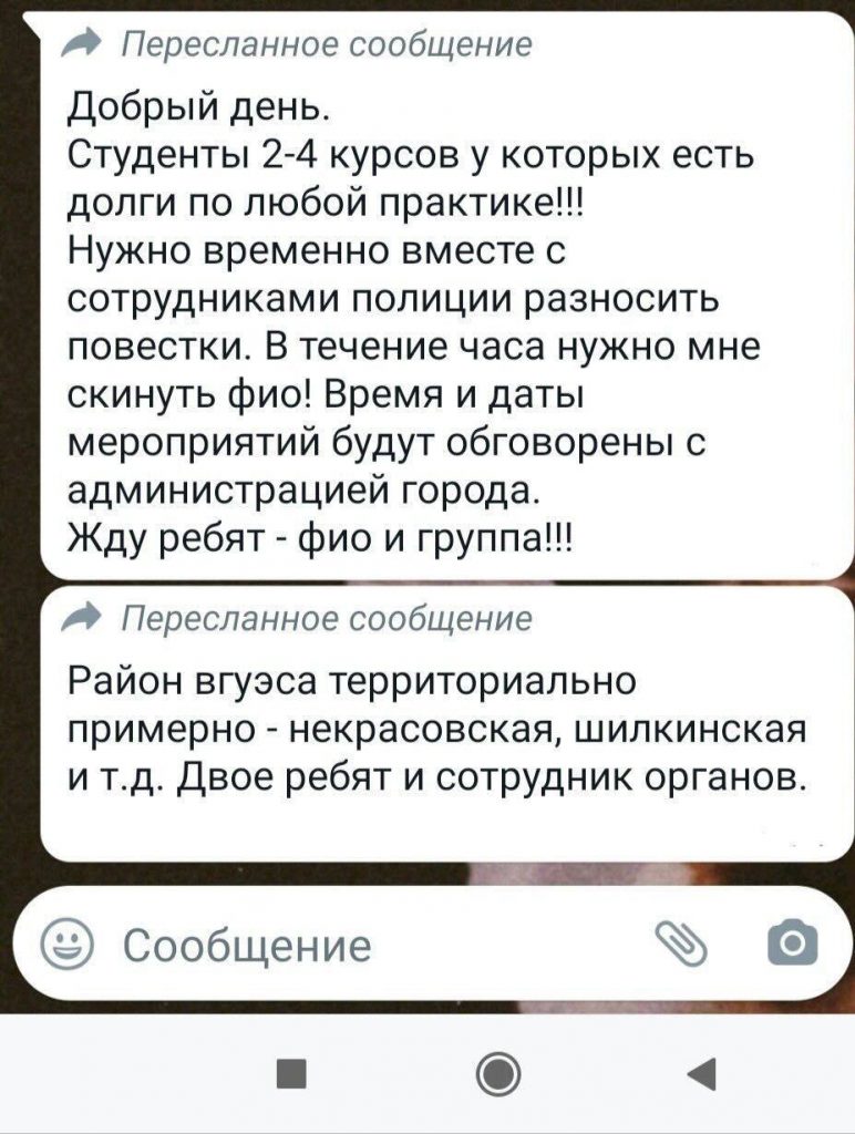 Во Владивостоке студентам с долгами предложили разносить повестки