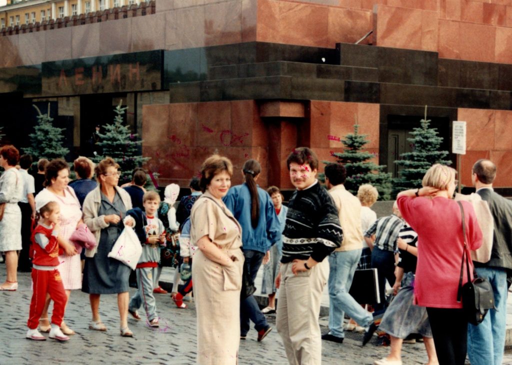 Vladimir Solovyov at Lenin’s Mausoleum with his mother.