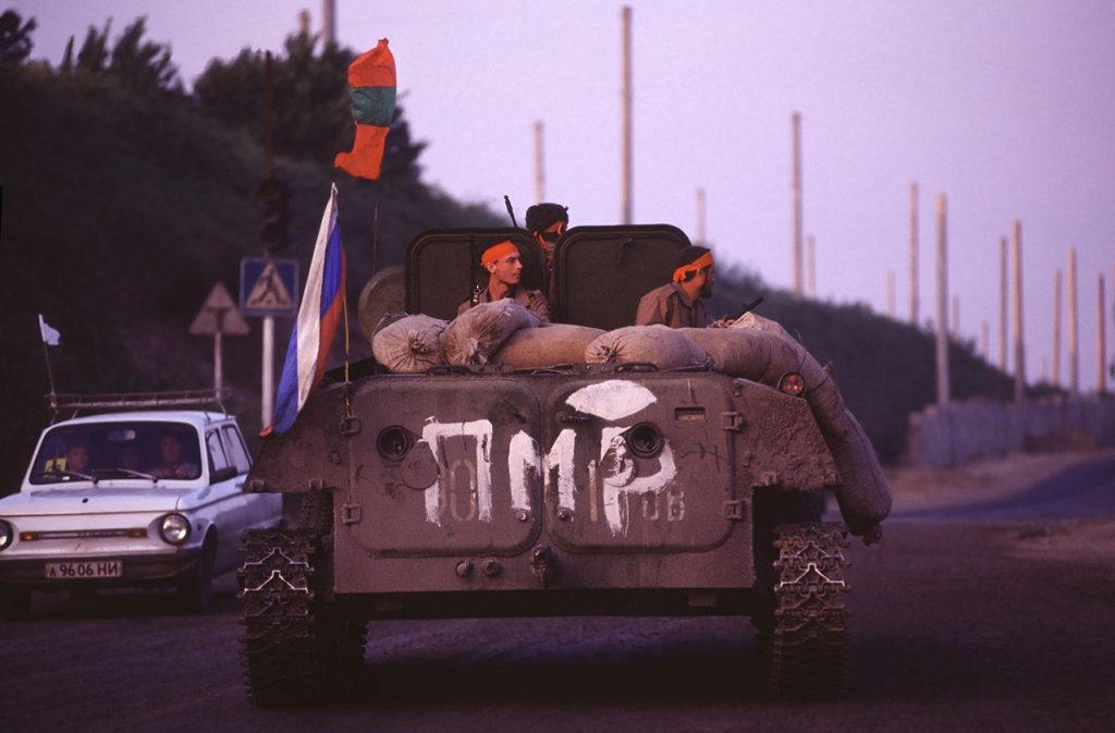 Transnistrian soldiers during the war, Transnistria, 1992.